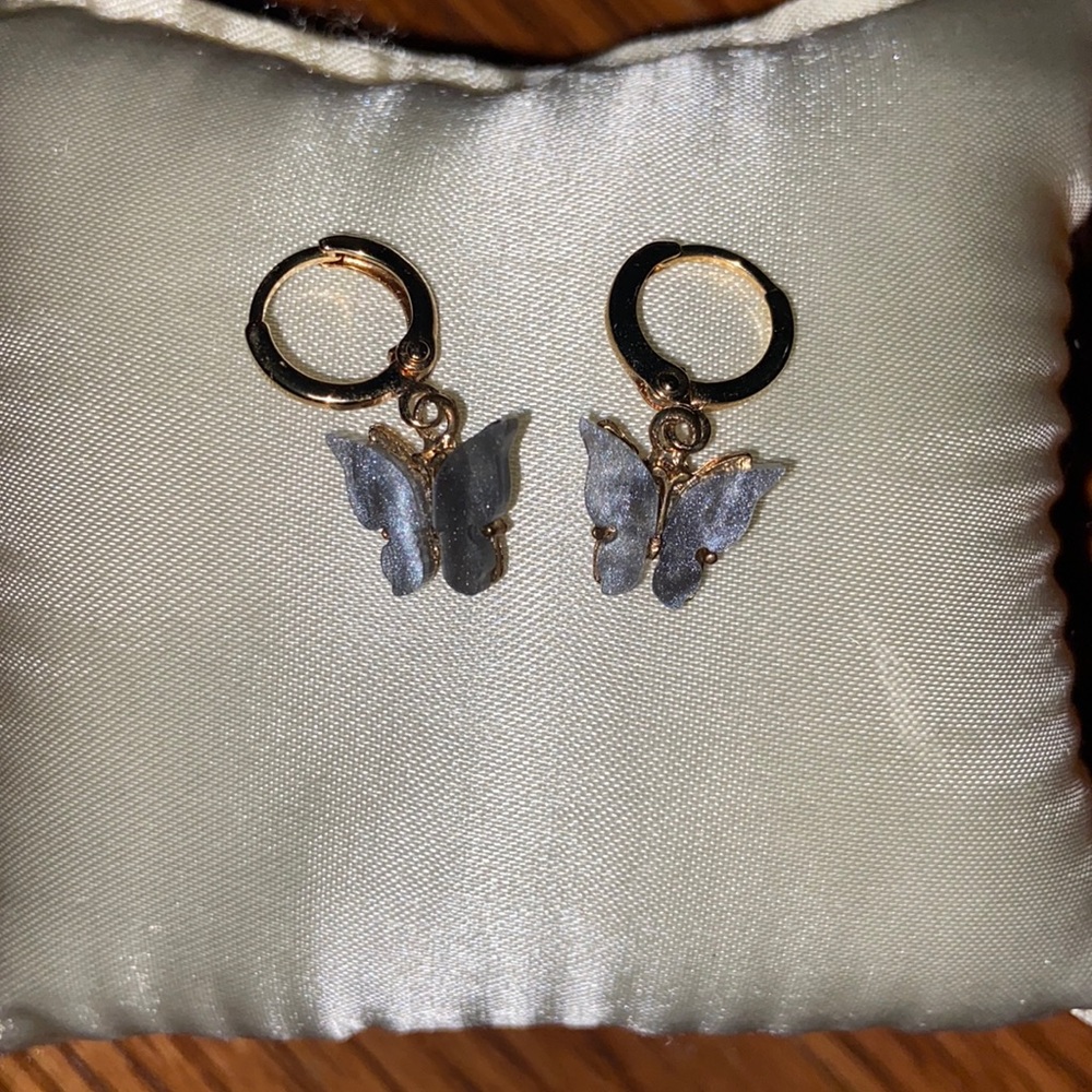 Custom made blue butterfly earrings